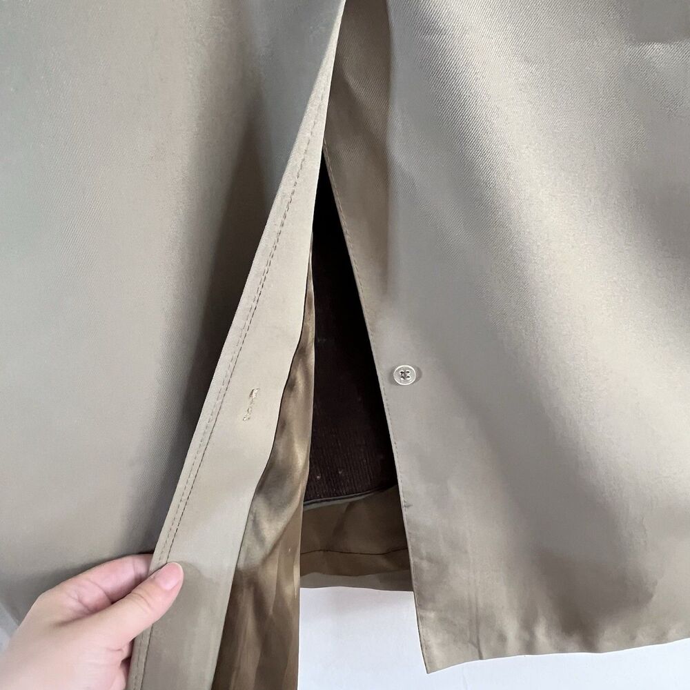Vintage LONDON FOG Maincoats Trench Coat Tan Removable  Lining Zip 42 Reg - Picture 9 of 16